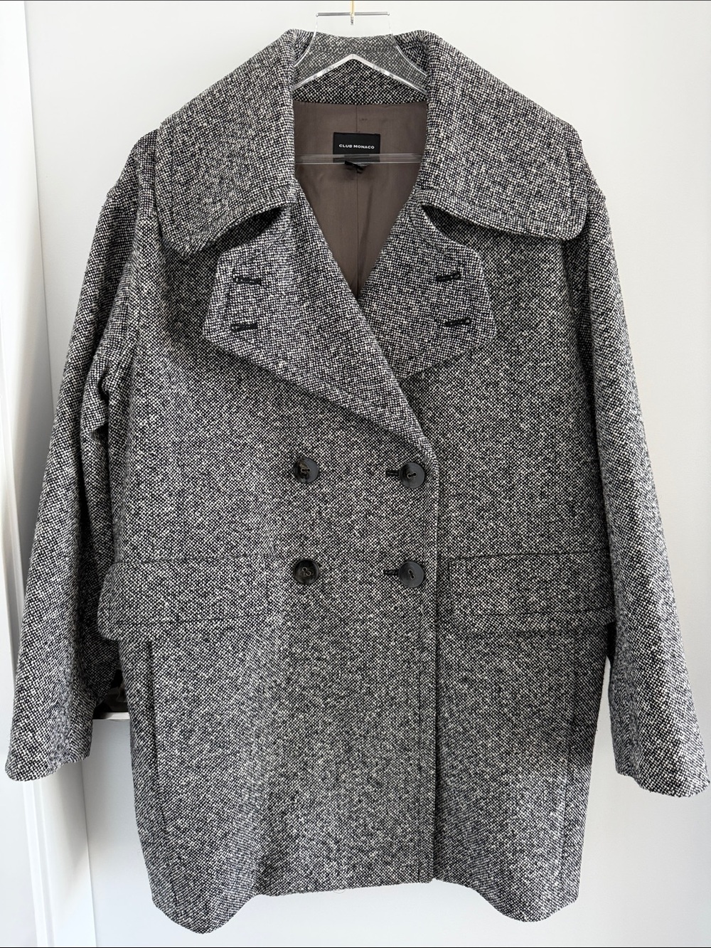 Club Monaco - Black and Gray Wool Blend Double-Breasted Pea Coat